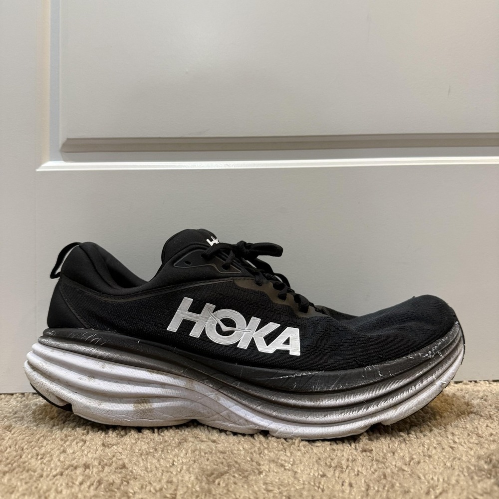 Hoka One One Bondi 8 Shoes Mens Size 14 Black Road Running Sneakers 1123201